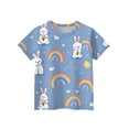 thumbnail image 5 of Tops for Girls Ages 4-12 Easter Graphic Short Sleeve Crewneck Spring 2026 T-Shirts Blue 140, 5 of 5