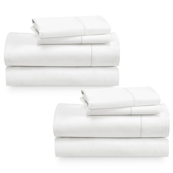 California Design Den 2-Pack Queen Sheet Sets - 400 Thread Count 100% Cotton Sateen - Extra Soft, Breathable Deep Pocket Bed Sheets - Antique White