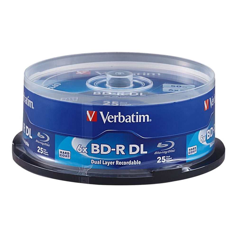 Verbatim bd-r dl branded 25pk 50gb/6x white laser - Walmart.com ...