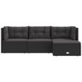 thumbnail image 2 of vidaXL 4 Piece Garden Lounge Set with Cushions Black Poly Rattan, 2 of 5