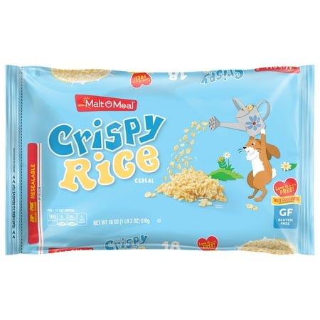 Malt O Meal, Gluten Free, Crispy Rice Breakfast Cereal, 18 oz Plastic Bag