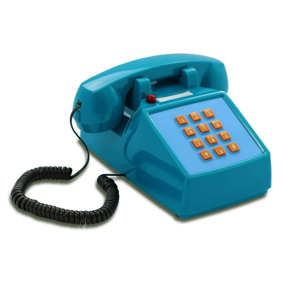 Opis PushMeFon Cable: The Landline Phone for Home in Retro Style - Non Electric Vintage Push Button Telephone for Landline Connections in Light Blue