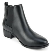 Soda Women Ankle Boots Elastic Sides Slip On Booties Block Heel Suede TEAPOT-S Black PU 7