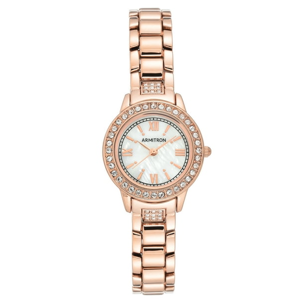 Armitron - Armitron Women's Rose Gold-Tone Genuine Crystal Dress Watch ...
