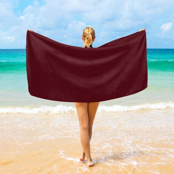 Ryvnso Dark Red Oversized Beach Towel Microfiber Bath Blankets Swimming Fitness 37" x 74"