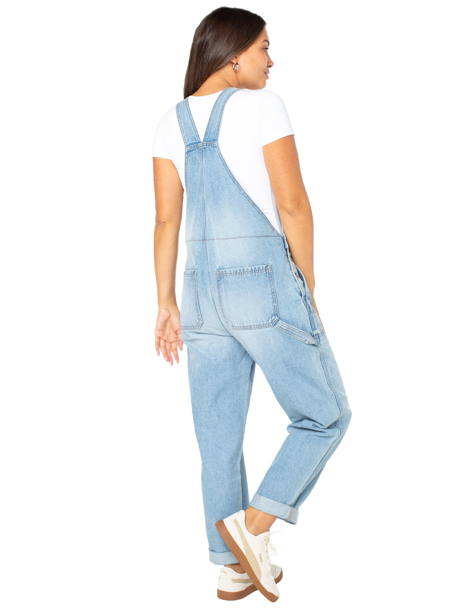 Celebrity Pink Women's Boyfriend Cuffed Denim Overall, Sizes XS-XXXL