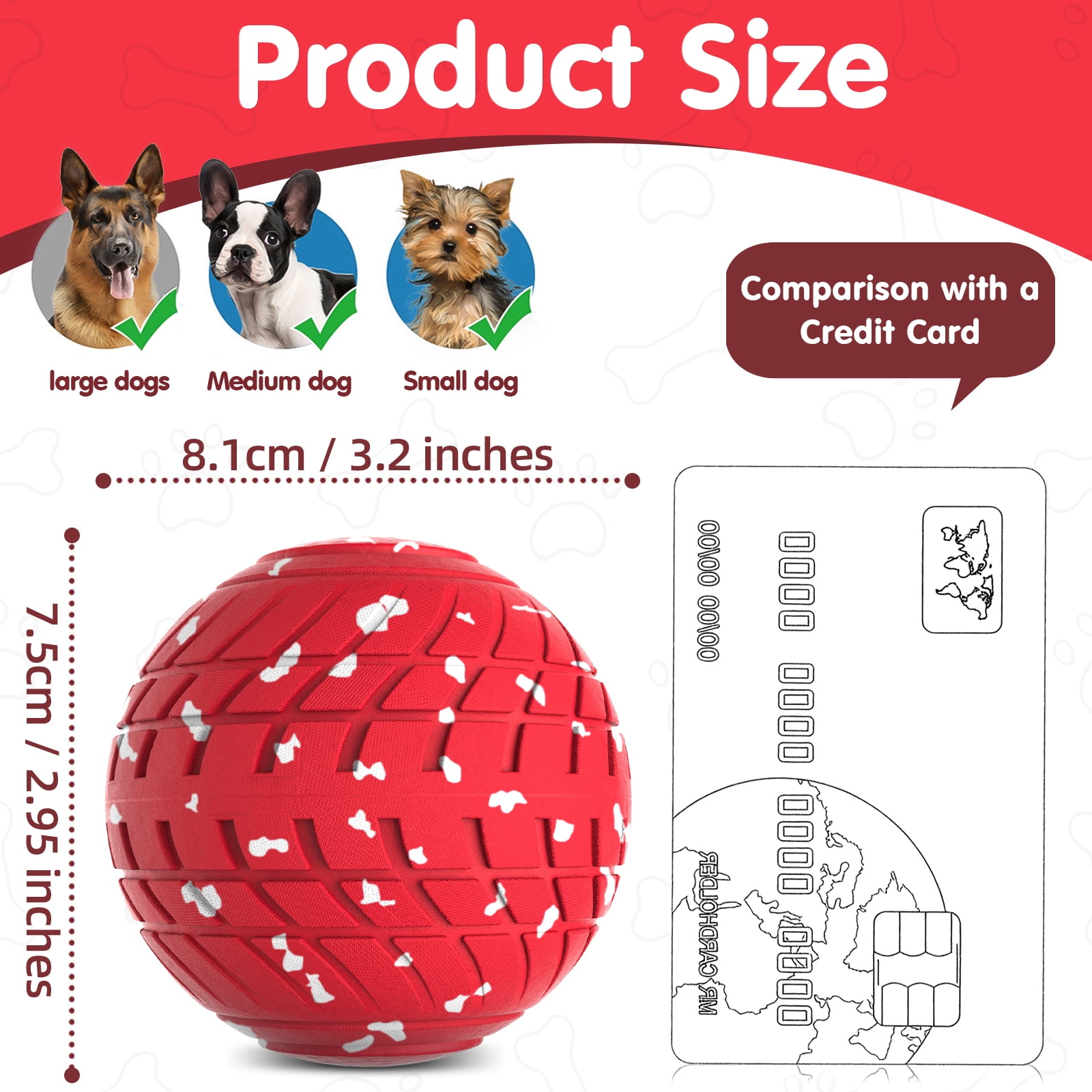 QDAN Interactive Dog Toys Ball, Smart Automatic Rolling, Bouncing and Rotating, E-TPU Material, Self-Moving Dog Toy Ball for Small & Medium & Large Dogs, Red