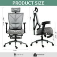 thumbnail image 3 of Office Chair 500LBS Heavy Duty Computer Chair with Footrest - Ergonomic Reclining Mesh Office Chair for Home & Office, Adjustable Headrest, Flip-Up Arms and Premium Leather, 3 of 17