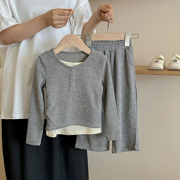 Cowsor Girls Fall Outfit Two-Piece Set, Soft Knit Top with Stretchy Pants, Autumn Fashion Clothes for Toddler Girls
