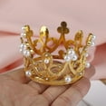 thumbnail image 6 of Mini Gold Crown Princess Topper Crystal Pearl Tiara Hair Valentine's Day Gift, 6 of 9