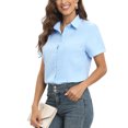 thumbnail image 2 of WBQ Women's Button Down Short Sleeve Work Office Shirt Lapel Short Sleeve Dressy Shirt Plus Size Casual Business Blouse Formal Casual Shirt Blouse School Uniform, S-5XL, 2 of 9