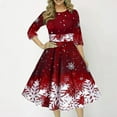thumbnail image 5 of Wangmeiwg Christmas Dresses for Women Christmas Snowflake Print Long Casual Dress for Women with Round Neck and Half Sleeve Elegant Design 4XL Red, 5 of 7