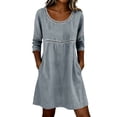 thumbnail image 2 of Women's Summer Casual Sleeveless V-Neck Linen Dress with Round Neck, 2 of 5