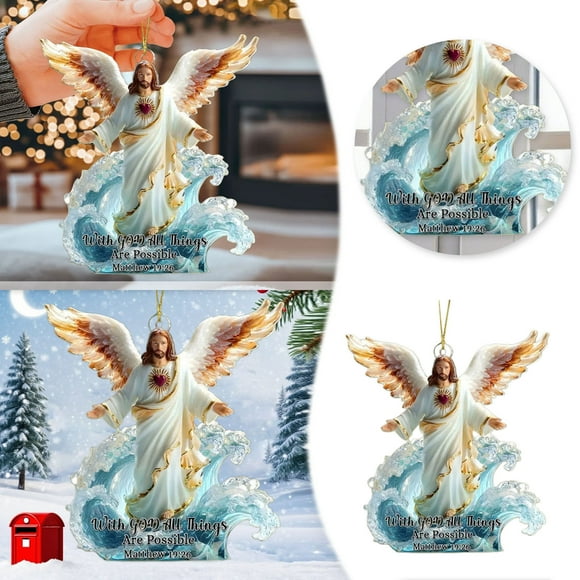 Pendentif Ange Élégant Charme Cœur Sacré Bijou en Acrylique 2D Soigneusement Conçu pour les Fêtes