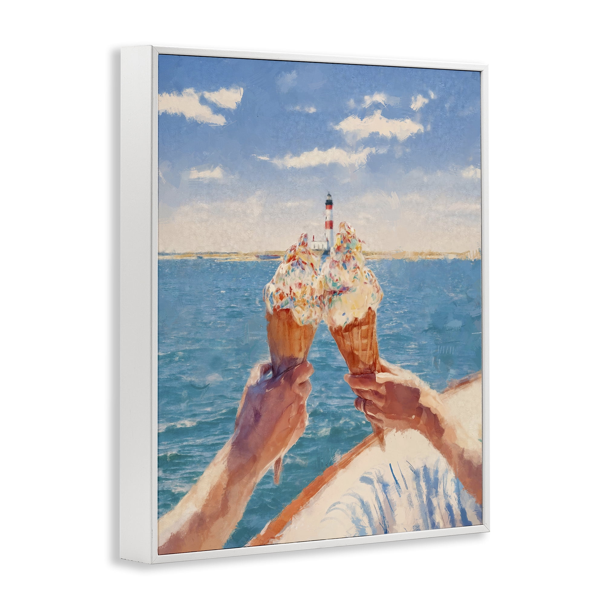 Ice Cream Cheers on Boat White Framed Giclee Art, design by Ziwei Li