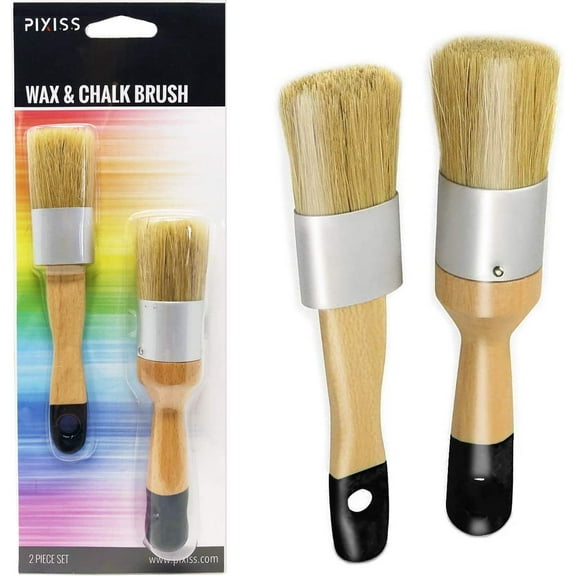 Chalk Furniture Paint Brushes for Furniture Painting, Milk Paint, Wax, Stencil Brushes, Home Furniture Paint - 2 Piece Round Chalked Paint Brushes Set