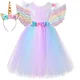 thumbnail image 2 of Vestido de unicornio con lentejuelas pastel y flores para niñas, vestido de fiesta para niñas, vestido de tul con tutú de princesa para cumpleaños de niñas, disfraces para niños, 2 of 5