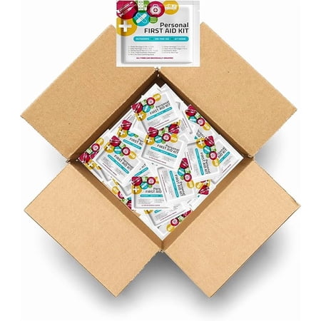 First Aid Emergency Medical Kit Mini and Travel Size - | Great for Kids, Schools, Business, Hiking, Camping | Wound Care Products (Multi-Color) (50)