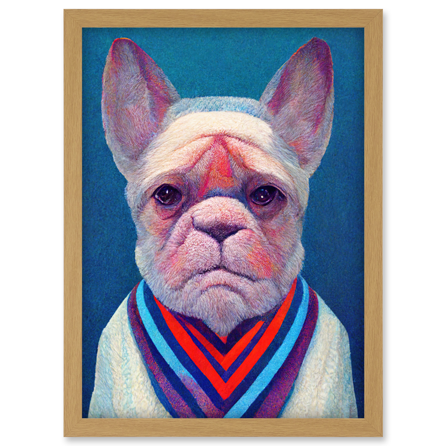French Bulldog In A Colourful Sweater Hockneyesque Artwork Framed Wall ...