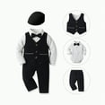 thumbnail image 2 of Xudanell Baby Boy Outfit Gentle Set First Birthday Outfit Boy T Shirt Tops Vest Coat Pants 4pcs, 2 of 9