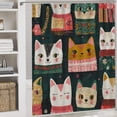 thumbnail image 5 of Wintry Cats Shower Curtain 4 Piece Sets with Rugs Toilet Lid Cover And Bath Mat Cute Animal Cat Waterproof Fabric Bath Curtains for Bathroom Decor, 5 of 8