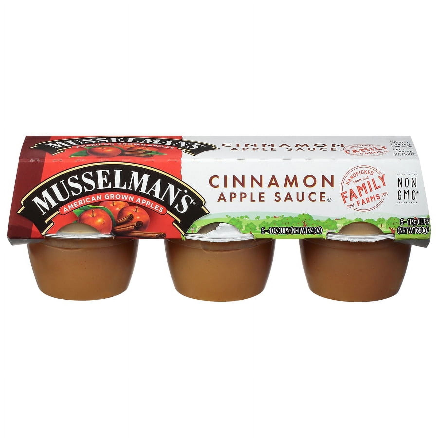 (4 pack) Musselman's Applesauce Cups, Cinnamon, 4 oz, 6 Ct