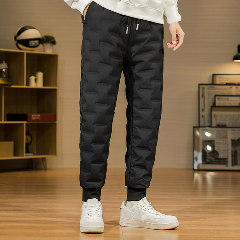 Men Winter Casual Thermal Trousers Quilted Pants Outdoor Duck Down Puffer  Pants