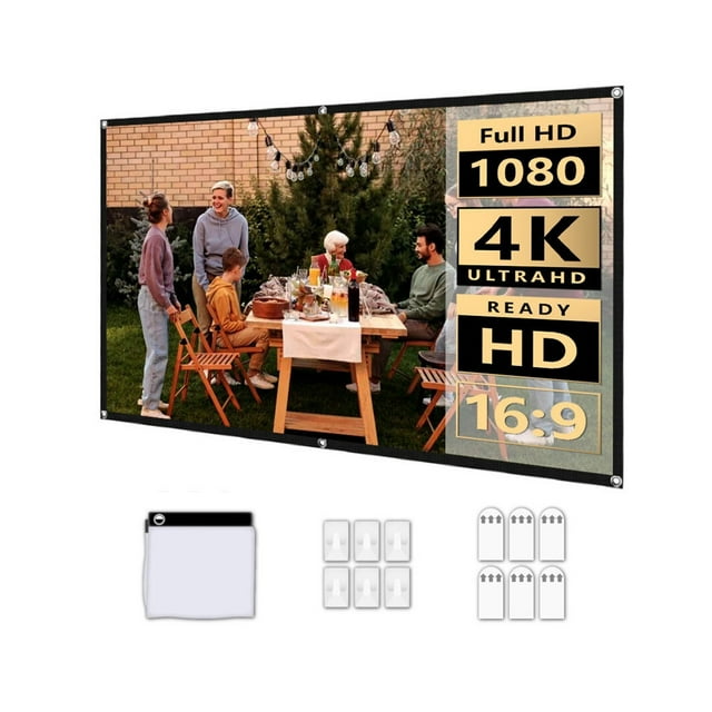Portable 100 120 Inch Screen HD 16:9 Fabric Cloth Screen High Brightness Reflective Foldable Projector Screen ,Sharper and Brighter