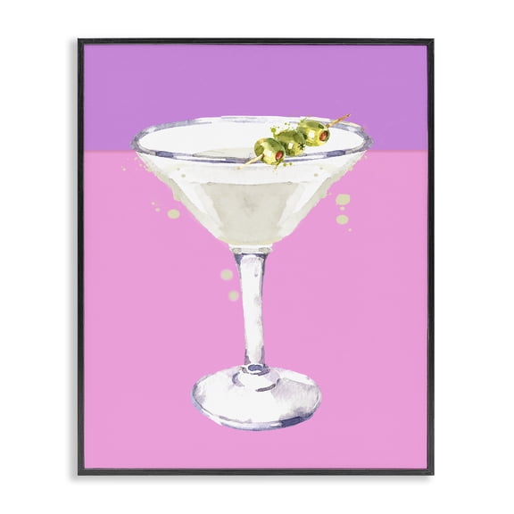 Stupell Industries Contemporary Bright Olive Martini Black Framed Giclee Art, 11 x 14, by Susan Jill