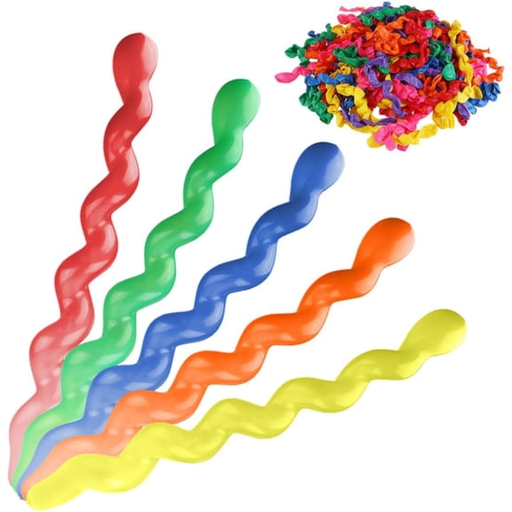 100Pcs Spiral Long Latex Balloons 2.6g Each for Celebrations, Natural Latex Mixed Colors Easy to Inflate and Float