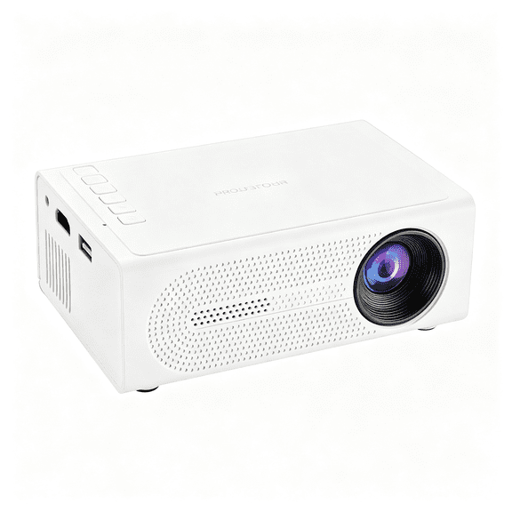GJX 1080P Hd Mini Portable Projector 360 Sound Light Projector for Indoor Outdoor Phone Projectors with Usb Audio Bedroom Projectors for Laptop Tablet Tv Stick Ps Movie Tv Video(White)