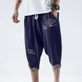 thumbnail image 5 of Inleife Men Solid Color Pockets Pull Rope Fashion Casual Comfort Beautiful Pants Blue XXXL, 5 of 5