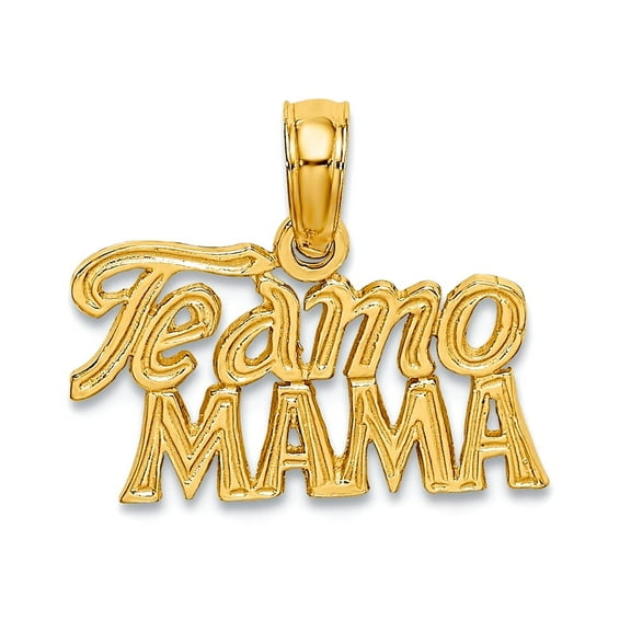 15mm 14k Polished Gold Teamo Mama Pendant Necklace Pendant for Women