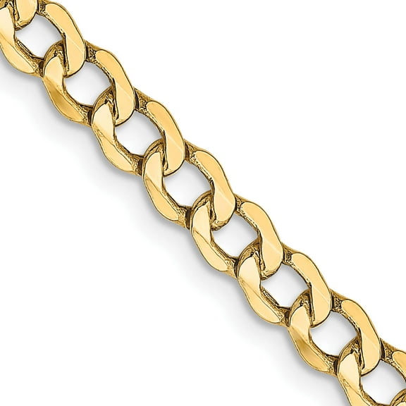 14K Yellow Gold 4.3mm Semi-Solid Curb Chain (16 X 4.3) Made In South Africa bc107-16