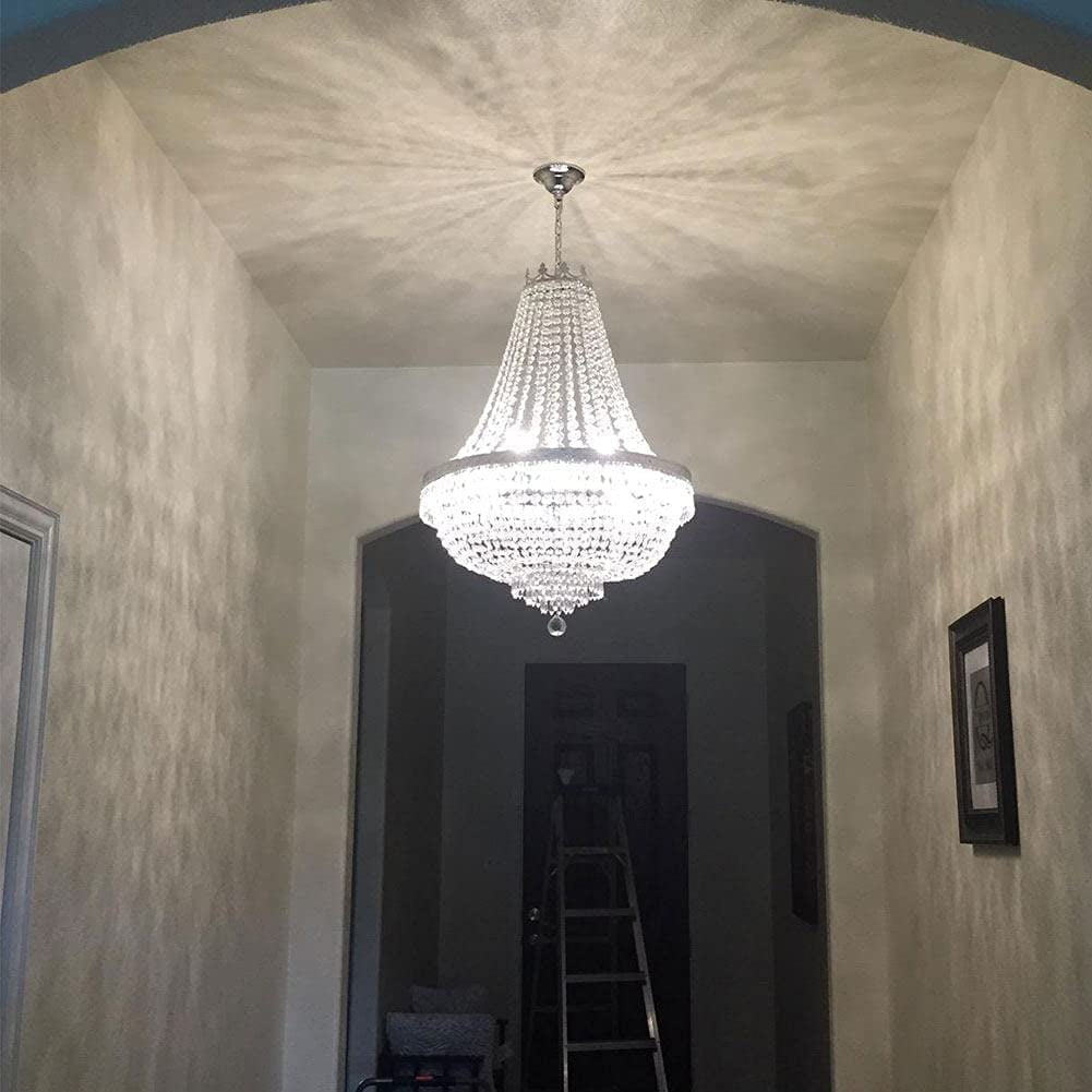DENEST Modern French Empire Silver Electric Adjustable Crystal Pendant Chandelier