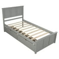 thumbnail image 4 of Wood Platform Bed Frame 2 Drawers with Wheels Twin Size Captain Storage Bed with Headboard and Storage Wooden Bed Frame (Grey with 2 Drawers), 4 of 7