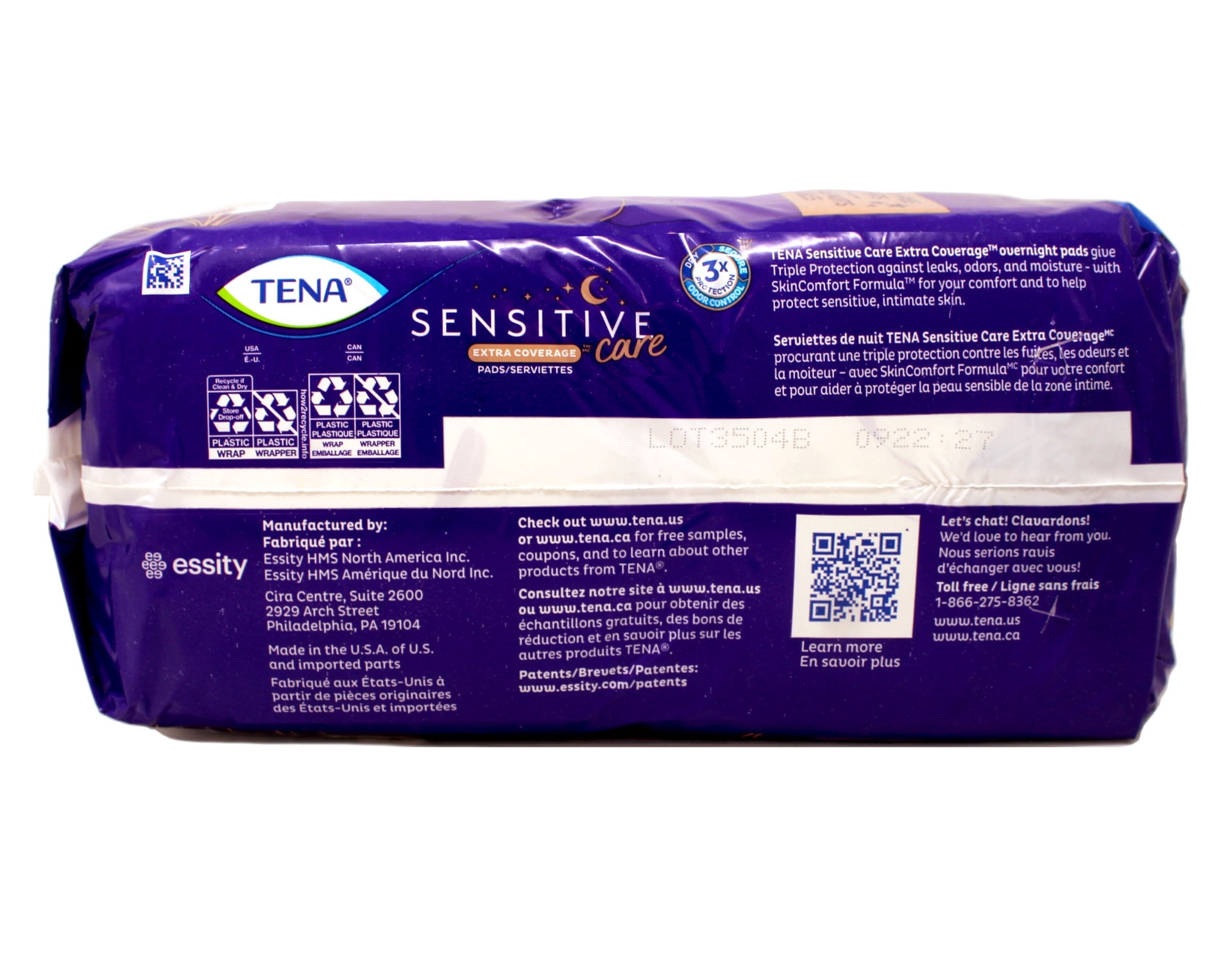 Tena Incontinence Pads, Bladder Control & Postpartum for Women, Overnight Absorbency, Sensitive Care, 28 Count