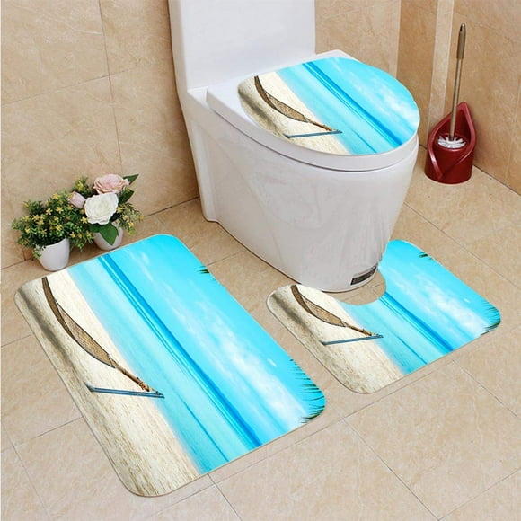 JSDART Paradise Beach Ko Phangan Thailand 3 Piece Bathroom Rugs Set Bath Rug Contour Mat and Toilet Lid Cover