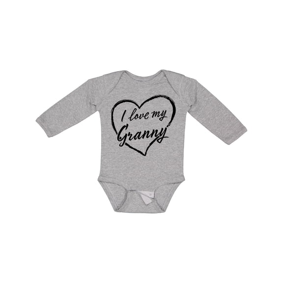 Inktastic I Love My Granny in Black Chalk Heart Boys or Girls Long Sleeve Baby Bodysuit