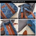 thumbnail image 6 of Sunyuer Women Fringed Denim Crossbody Tote Bag, Vintage Quilted Top Handle Handbag, Large Capacity Casual Shoulder Purse with Detachable Adjustable Wide Strap, 6 of 8