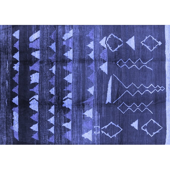 Ahgly Company Indoor Rectangle Solid Blue Modern Area Rugs, 5' x 8'