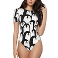 thumbnail image 1 of Fotbe Cartoon Penguin Body de Mujer con Cuello Redondo y Mangas Cortas, Sin Mangas Ajustado, Suave, Cómodo y Básico-Medium, 1 of 7