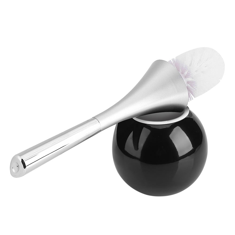 LAZIOEGR Stainless‑Steel Toilet Brush & Holder Set – Black Base, ABS Handle, Waterproof & Scratch‑Resistant, Easy‑Open Lid, Bathroom Cleaning Essentials