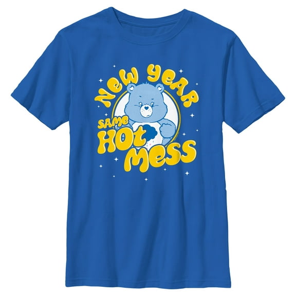 Boy's Care Bears Grumpy Bear New Year Same Hot Mess Graphic T-Shirt