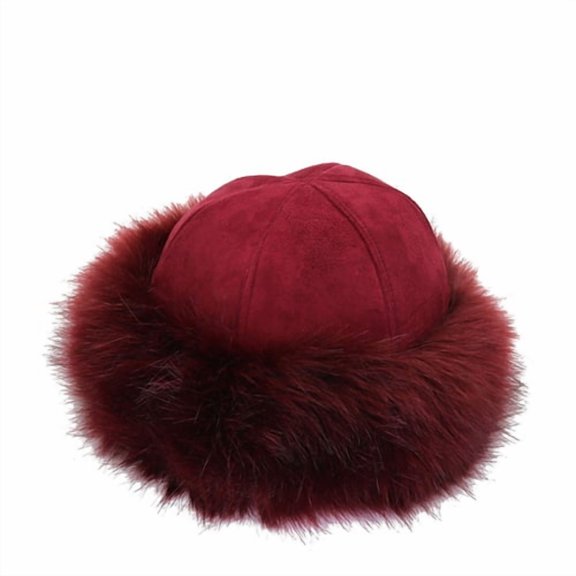 Skymirror Mongolian Men Women Winter Faux Fur Suede Fluffy Beanie Warm Thick Hat Snow Cap