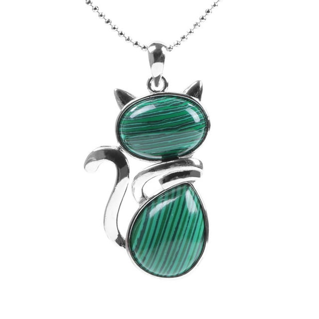 Colliers Pendentifs en Pierre Naturelle pour Femmes Perles en Forme de Chat Chaîne Bijoux