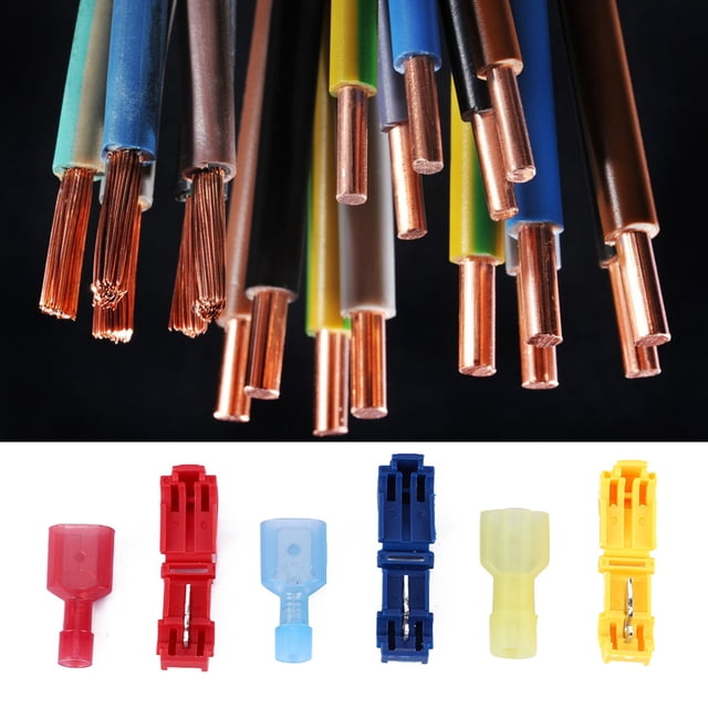 60 Conectores Eléctricos t Tap, Grifos de Empalme de Cables Rápidos y Terminales Aislados, Para Cable 22-10 Awg, Autopelado, Contactos Gruesos de Latón Estañado, Bloqueo Seguro