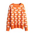 thumbnail image 4 of larppty Women's Cute Sweater Crewneck Long Sleeve Oversized Color Block Knit Pullover Fall Top Fashion (Orange, M), 4 of 4