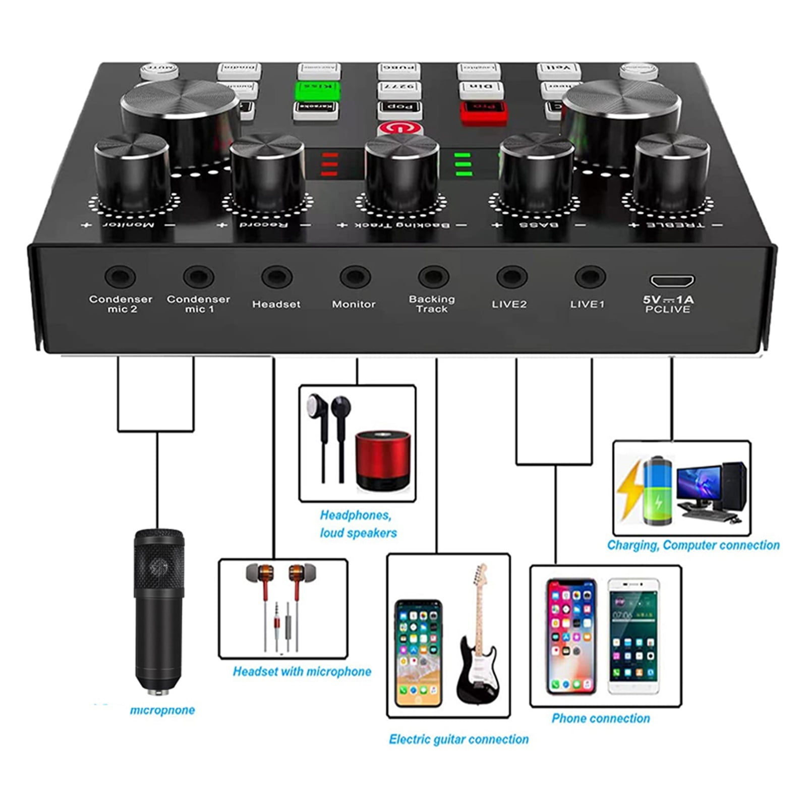 Condenser Microphone with V8S Live Sound Card(Optional)for Live Streaming,Singing,Gaming