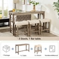 thumbnail image 4 of MAYEERTY 4-Piece Bar Table Set with USB Charging Port – Modern Sofa Bar Table and Upholstered Stools Set for Behind Couch, Dining Room, or Living Room, 4 of 9